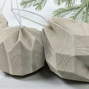 10 darabos karácsonyfadísz szett ekrü mintás  Egyedi kézműves papírdíszek LNTFH011 - karácsony - karácsonyi lakásdekoráció - karácsonyfadíszek - Meska.hu