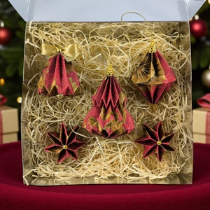 Karácsonyi ajándékbox válogatás - meggypiros és óarany árnyalatokban KGBX002, Karácsony, Karácsonyi lakásdekoráció, Karácsonyfadíszek, Papírművészet, MESKA