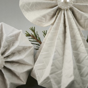 Fehér mintás papírangyalka függődísz PANFH015 - karácsony - karácsonyi lakásdekoráció - karácsonyfadíszek - Meska.hu