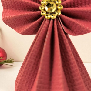 Piros, arany papírangyalka PANAR0110 - karácsony - karácsonyi lakásdekoráció - karácsonyfadíszek - Meska.hu