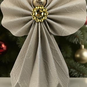 Ekrü, arany papírangyalka PANAR0112 - karácsony - karácsonyi lakásdekoráció - karácsonyfadíszek - Meska.hu