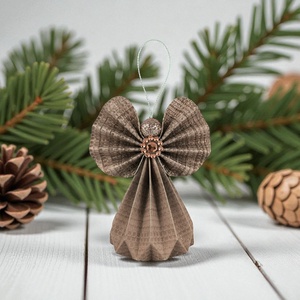 Mályva, rosegold papírangyalka függődísz PANRG007, Karácsony, Karácsonyi lakásdekoráció, Karácsonyfadíszek, Papírművészet, MESKA