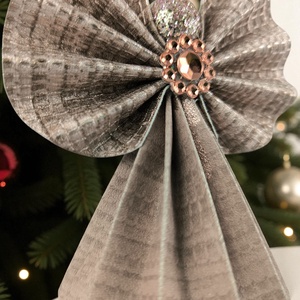 Mályva, rosegold papírangyalka függődísz PANRG007 - karácsony - karácsonyi lakásdekoráció - karácsonyfadíszek - Meska.hu