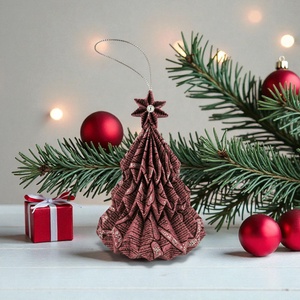 Mályva, ezüst csillámos mintás fenyőfa formájú karácsonyfadísz FF135, Karácsony, Karácsonyi lakásdekoráció, Karácsonyfadíszek, Papírművészet, MESKA