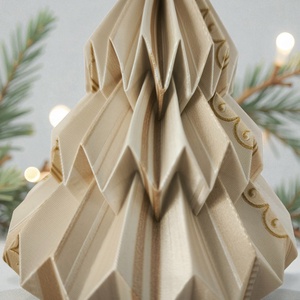 Ekrü, beige, arany mintás fenyőfa formájú karácsonyfadísz FF137 - karácsony - karácsonyi lakásdekoráció - karácsonyfadíszek - Meska.hu