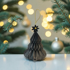 Fekete, kék, arany fenyőfa formájú karácsonyfadísz FF146 - Meska.hu