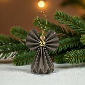 Barna csillámos papírangyalka függődísz PANAR0114 - Meska.hu