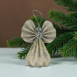 Fehér, ezüst, szürke papírangyalka függődísz PANEZ0077 - Meska.hu