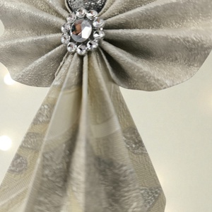 Fehér, ezüst, szürke papírangyalka függődísz PANEZ0077 - karácsony - karácsonyi lakásdekoráció - karácsonyfadíszek - Meska.hu