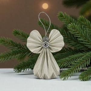 Fehér, ezüst papírangyalka függődísz PANEZ0078 - Meska.hu