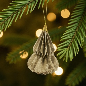 Beige, arany fenyőfa formájú karácsonyfadísz KF002 - karácsony - karácsonyi lakásdekoráció - karácsonyfadíszek - Meska.hu