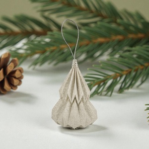 Ekrü, ezüst fenyőfa formájú karácsonyfadísz KF005 - karácsony - karácsonyi lakásdekoráció - karácsonyfadíszek - Meska.hu