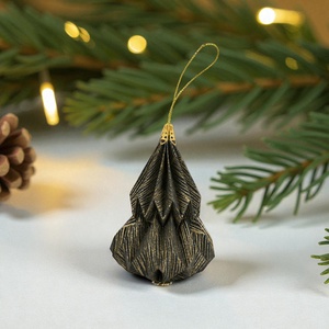 Fekete, arany fenyőfa formájú karácsonyfadísz KF009, Karácsony, Karácsonyi lakásdekoráció, Karácsonyfadíszek, Papírművészet, MESKA