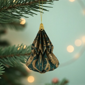Türkiz, arany fenyőfa formájú karácsonyfadísz KF010, Karácsony, Karácsonyi lakásdekoráció, Karácsonyfadíszek, Papírművészet, MESKA