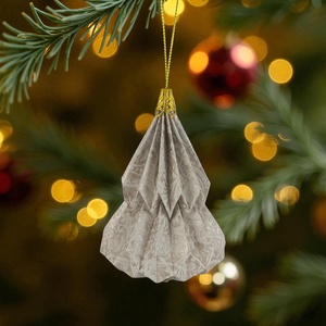 Beige, fehér, arany fenyőfa formájú karácsonyfadísz KF011 - karácsony - karácsonyi lakásdekoráció - karácsonyfadíszek - Meska.hu