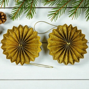 Metál arany rozetta formájú 2 darabos karácsonyfadísz szett ROZ2027 - karácsony - karácsonyi lakásdekoráció - karácsonyfadíszek - Meska.hu