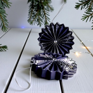 Sötétkék, ezüst rozetta formájú 2 darabos karácsonyfadísz szett ROZ2028, Karácsony, Karácsonyi lakásdekoráció, Karácsonyfadíszek, Papírművészet, MESKA