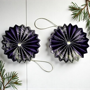 Sötétkék, ezüst rozetta formájú 2 darabos karácsonyfadísz szett ROZ2028 - karácsony - karácsonyi lakásdekoráció - karácsonyfadíszek - Meska.hu