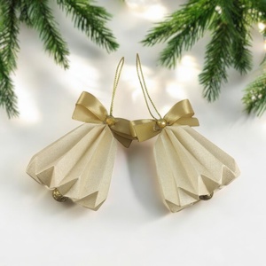 Csengettyű alakú beige, arany karácsonyfadísz szett BL201, Karácsony, Karácsonyi lakásdekoráció, Karácsonyfadíszek, Papírművészet, MESKA