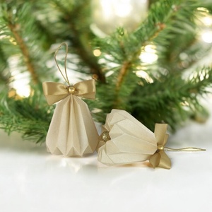 Csengettyű alakú beige, arany karácsonyfadísz szett BL201 - karácsony - karácsonyi lakásdekoráció - karácsonyfadíszek - Meska.hu