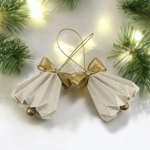 Csengettyű alakú ekrü, arany karácsonyfadísz szett BL202, Karácsony, Karácsonyi lakásdekoráció, Karácsonyfadíszek, Papírművészet, MESKA