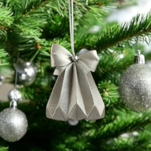 Csengettyű alakú ezüst karácsonyfadísz szett BL203, Karácsony, Karácsonyi lakásdekoráció, Karácsonyfadíszek, Papírművészet, MESKA