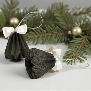 Csengettyű alakú fekete, fehér karácsonyfadísz szett BL205, Karácsony, Karácsonyi lakásdekoráció, Karácsonyfadíszek, Papírművészet, MESKA