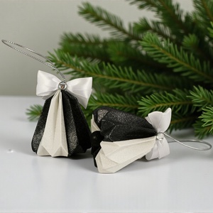 Csengettyű alakú fekete, fehér karácsonyfadísz szett BL208, Karácsony, Karácsonyi lakásdekoráció, Karácsonyfadíszek, Papírművészet, MESKA