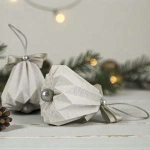 Csengettyű alakú fehér, ezüst karácsonyfadísz szett BL211, Karácsony, Karácsonyi lakásdekoráció, Karácsonyfadíszek, Papírművészet, MESKA