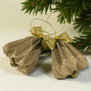 Csengettyű alakú arany mintás karácsonyfadísz szett BL213 - Meska.hu