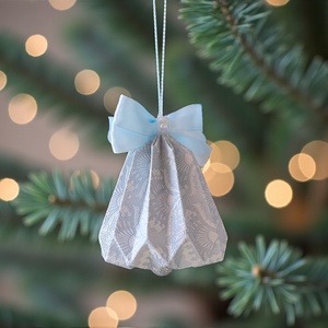 Csengettyű alakú világoskék, fehér karácsonyfadísz szett BL212 - karácsony - karácsonyi lakásdekoráció - karácsonyfadíszek - Meska.hu