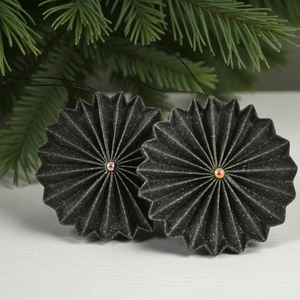 Csillámos fekete rozetta formájú 2 darabos karácsonyfadísz szett ROZ2029, Karácsony, Karácsonyi lakásdekoráció, Karácsonyfadíszek, Papírművészet, MESKA