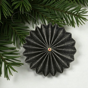 Csillámos fekete rozetta formájú 2 darabos karácsonyfadísz szett ROZ2029 - karácsony - karácsonyi lakásdekoráció - karácsonyfadíszek - Meska.hu