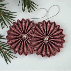 Sötét mályva, ezüst rozetta formájú 2 darabos karácsonyfadísz szett ROZ2031, Karácsony, Karácsonyi lakásdekoráció, Karácsonyfadíszek, Papírművészet, MESKA