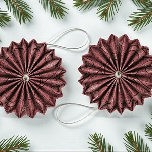 Sötét mályva, ezüst rozetta formájú 2 darabos karácsonyfadísz szett ROZ2031 - karácsony - karácsonyi lakásdekoráció - karácsonyfadíszek - Meska.hu