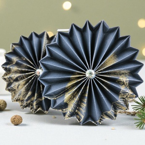 Sötétkék, ezüst rozetta formájú 2 darabos karácsonyfadísz szett ROZ2034 - Meska.hu