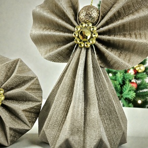 Pezsgő arany színű papírangyalka PANAR0117 - karácsony - karácsonyi lakásdekoráció - karácsonyfadíszek - Meska.hu