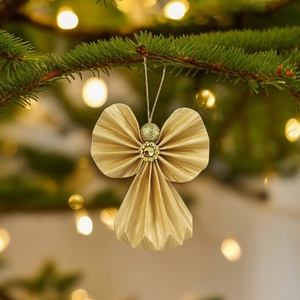 Arany színű papírangyalka PANAR0002 - karácsony - karácsonyi lakásdekoráció - karácsonyfadíszek - Meska.hu