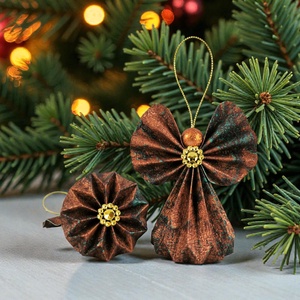 Bronz, türkiz márványos mintájú papírangyalka PANAR0119 - Meska.hu