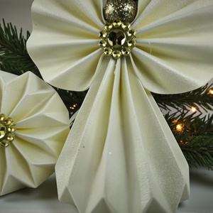 Krémszínű papírangyalka PANAR0121 - karácsony - karácsonyi lakásdekoráció - karácsonyfadíszek - Meska.hu