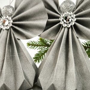 Ezüst papírangyalka függődísz PANEZ0081 - karácsony - karácsonyi lakásdekoráció - karácsonyfadíszek - Meska.hu