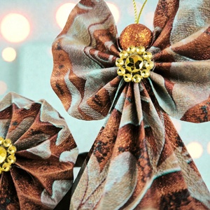 Bronz mintás papírangyalka függődísz PANAR0123 - karácsony - karácsonyi lakásdekoráció - karácsonyi lakásdíszek - Meska.hu