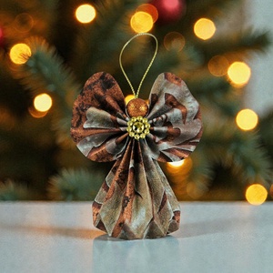 Bronz mintás papírangyalka függődísz PANAR0123, Karácsony, Karácsonyi lakásdekoráció, Karácsonyi lakásdíszek, Papírművészet, MESKA