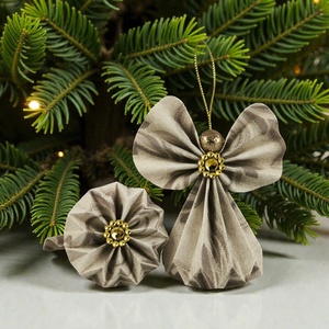 Ekrü, barna papírangyalka függődísz PANAR0130, Karácsony, Karácsonyi lakásdekoráció, Karácsonyi lakásdíszek, Papírművészet, MESKA