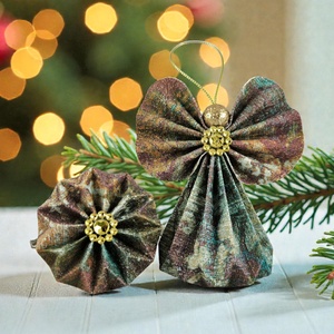 Türkiz, barna márványos mintájú papírangyalka függődísz PANAR0126, Otthon & Életmód, Dekoráció, Fali és függő dekoráció, Függődísz, Papírművészet, MESKA