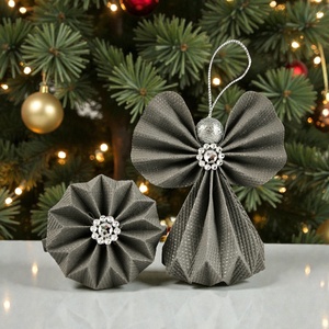 Szürke mintás papírangyalka PANEZ0085, Otthon & Életmód, Dekoráció, Fali és függő dekoráció, Függődísz, Papírművészet, MESKA