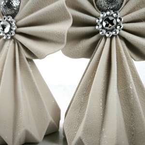 Ekrü, ezüst csillámos papírangyalka függődísz PANEZ0087 - otthon & életmód - dekoráció - fali és függő dekoráció - függődísz - Meska.hu