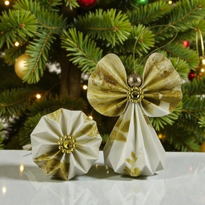 Ekrü, arany papírangyalka PANAR0127, Otthon & Életmód, Dekoráció, Fali és függő dekoráció, Függődísz, Papírművészet, MESKA