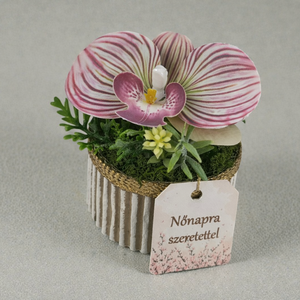 Prémium Mini Orchidea Aranyszegélyes Díszhengerben - otthon & életmód - virágdekoráció - virágdíszek - virágdísz kaspóban - Meska.hu