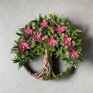 Életfa kopogtató � Csónakorchideás, burgundi vörös árnyalatban KPEF018 - otthon & életmód - dekoráció - ajtó- és ablak dekoráció - ajtódísz & kopogtató - Meska.hu